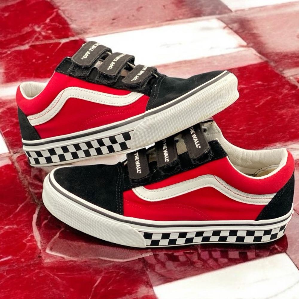 Vans Old Skool V OTW Strapped Black Red Checkerboard Men 5.5 / Women 7 - Picture 2 of 12